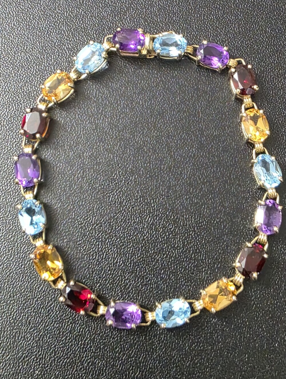 10K Gold Multicolor Gemstone Tennis Bracelet